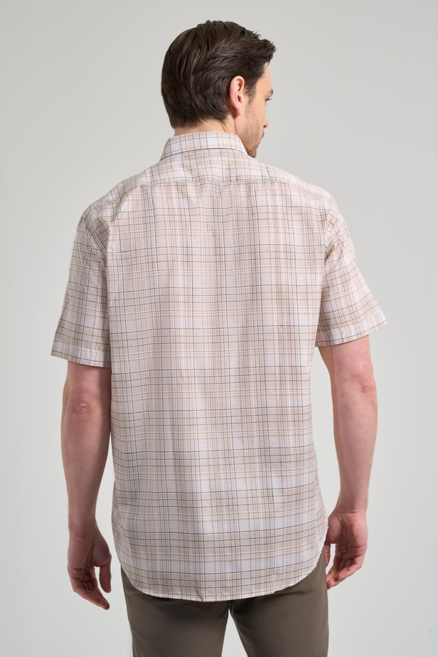 Kısa Kol Ekose Desen Bez Ayağı Düğmeli Yaka cepli Pamuklu Classic Comfort Fit Gömlek 1004250162