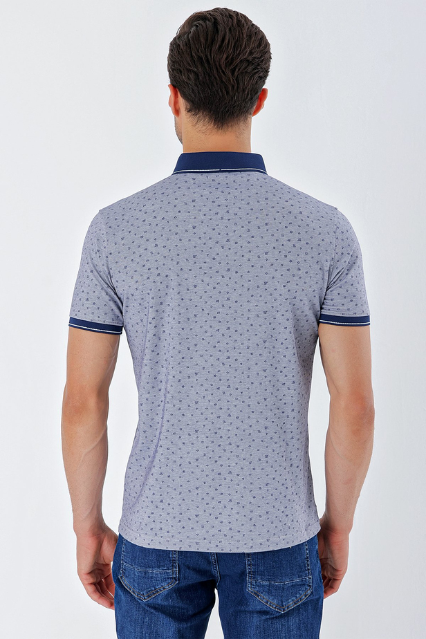 Kısa Kollu Baskılı MerserizePamuklu Casual Slim Fit Dar Kesim T-Shirt 1011230174 Lacivert