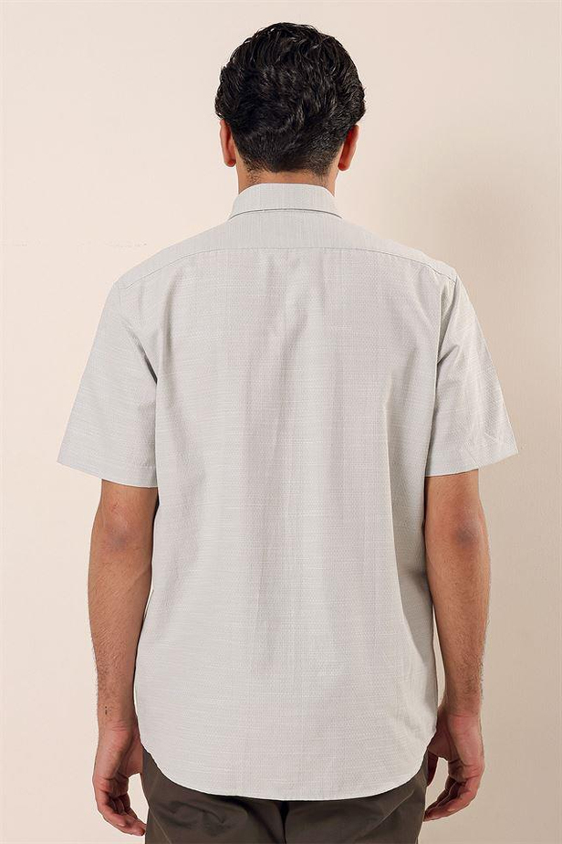 Kısa Kollu Desenli ArmürlüCepli Pamuklu Klasik Comfort Fit Rahat Kesim Gömlek 1004230155-S