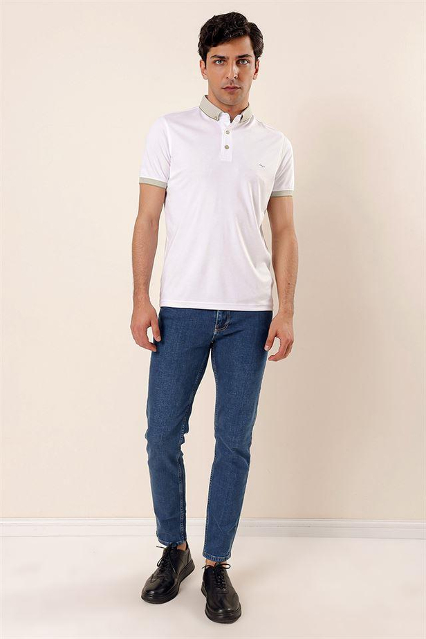Kısa Kollu MerserizeCepsiz Pamuklu Casual Slim Fit Dar Kesim T-Shirt 1011230155-M