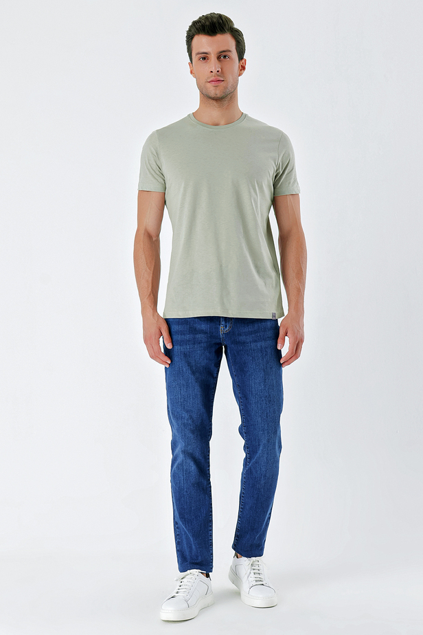 Kısa Kollu Suprem Bisiklet Yaka %100 Pamuk Casual Slim Fit T-Shirt 1011230154 Koyu Vizon