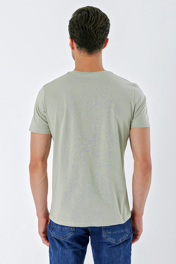 Kısa Kollu Suprem Bisiklet Yaka %100 Pamuk Casual Slim Fit T-Shirt 1011230154 Koyu Vizon