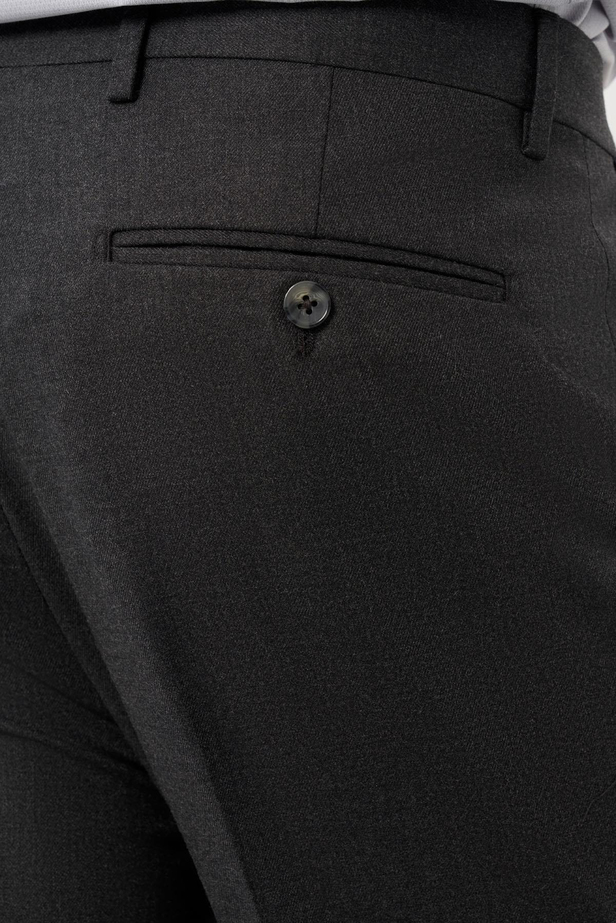 Koyu Antrasit Düz Bez Ayağı Esnek Yan Cep Slim Fit Classic Pantolon 1003245207_070
