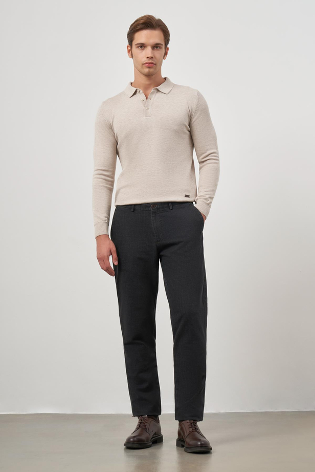 Koyu Antrasit Düz Gabardin Comfort Fit Casual Pantolon 1003245155