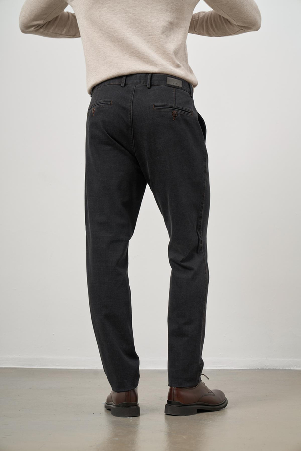 Koyu Antrasit Düz Gabardin Comfort Fit Casual Pantolon 1003245156