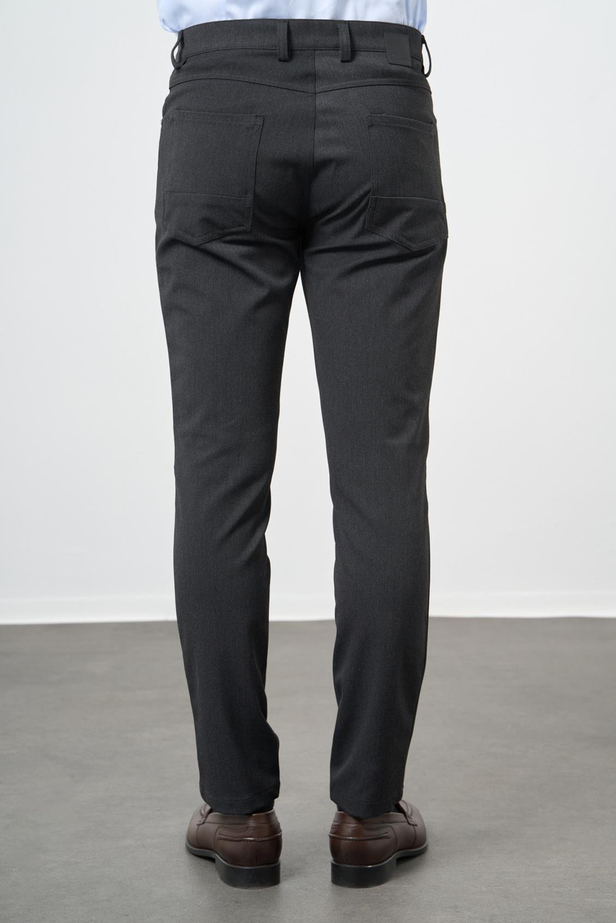 Koyu Antrasit Düz Gabardin Esnek 5 Cep Slim Fit Casual Pantolon 1003245161