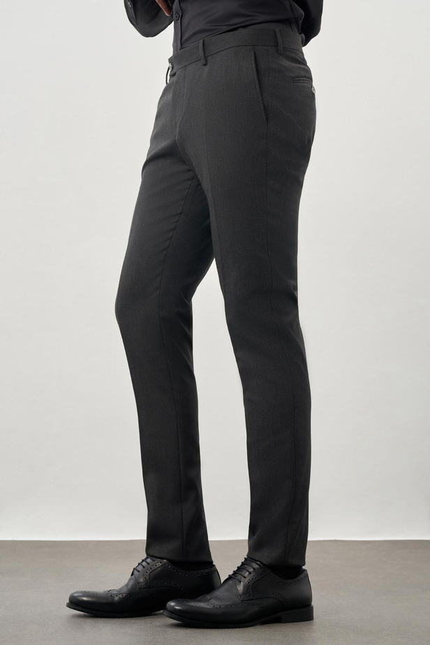 Koyu Antrasit Düz Gabardin Esnek Yan Cep Slim Fit Classic Pantolon 1003245209_070
