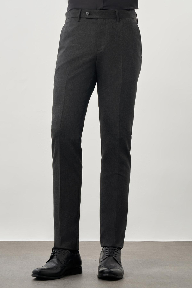 Koyu Antrasit Düz Gabardin Esnek Yan Cep Slim Fit Classic Pantolon 1003245209_070