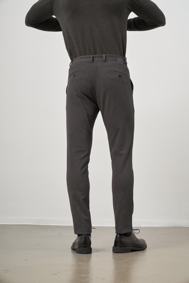 Koyu Antrasit Düz Gabardin Slim Fit Casual Pantolon 1003245102