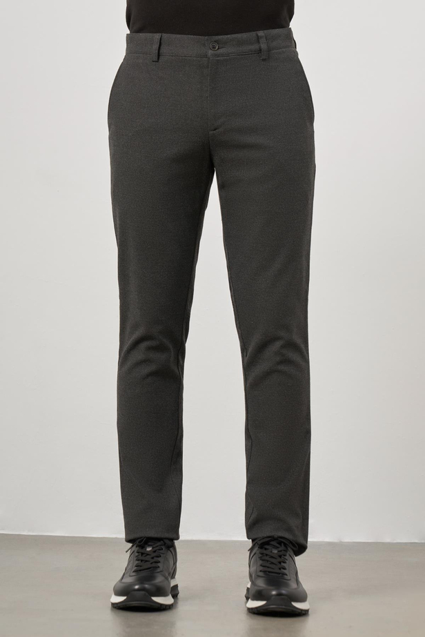 Koyu Antrasit Düz Gabardin Slim Fit Casual Pantolon 1003245108