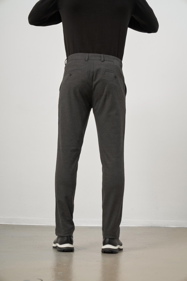 Koyu Antrasit Düz Gabardin Slim Fit Casual Pantolon 1003245108