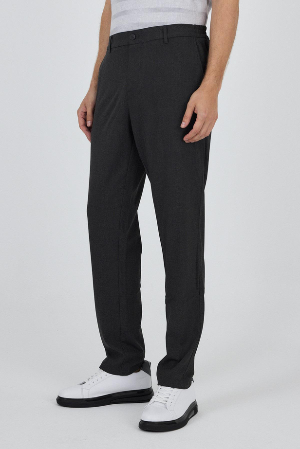 Koyu Antrasit Esnek Yandan Cepli Casual Standart Fit Jogger Pantolon 1003250119