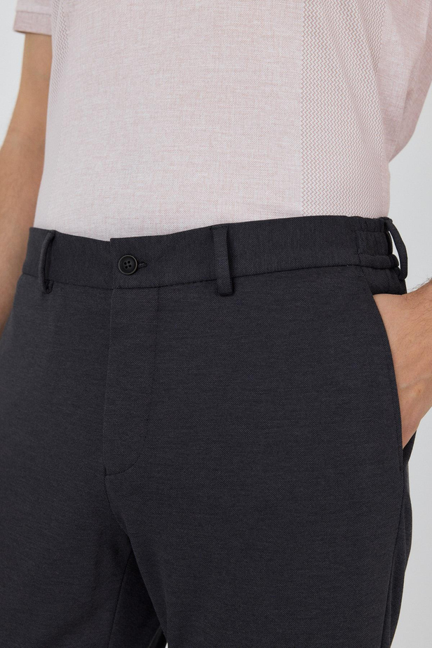 Koyu Antrasit Esnek Yandan Cepli Casual Slim Fit Jogger Pantolon 1003250156