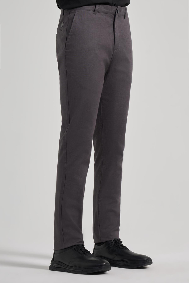 Koyu Antrasit Pamuklu Yandan Cepli Casual Slim Fit Chino Pantolon 1003240151