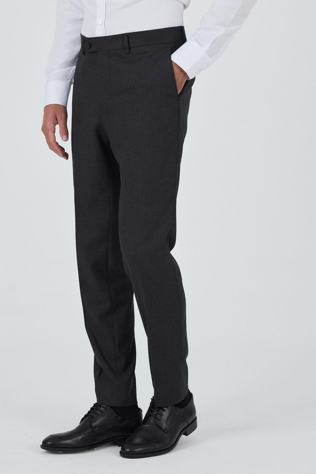 Koyu Antrasit Yan Cep Açık Paça Slim Fit Esnek Classic Pantolon 1003250906