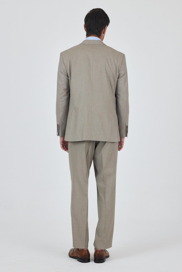 Koyu Bej Mono Yaka Astarlı Çift Yırtmaç Esnek 4 Drop Comfort Fit Classic Takım Elbise 1001250160