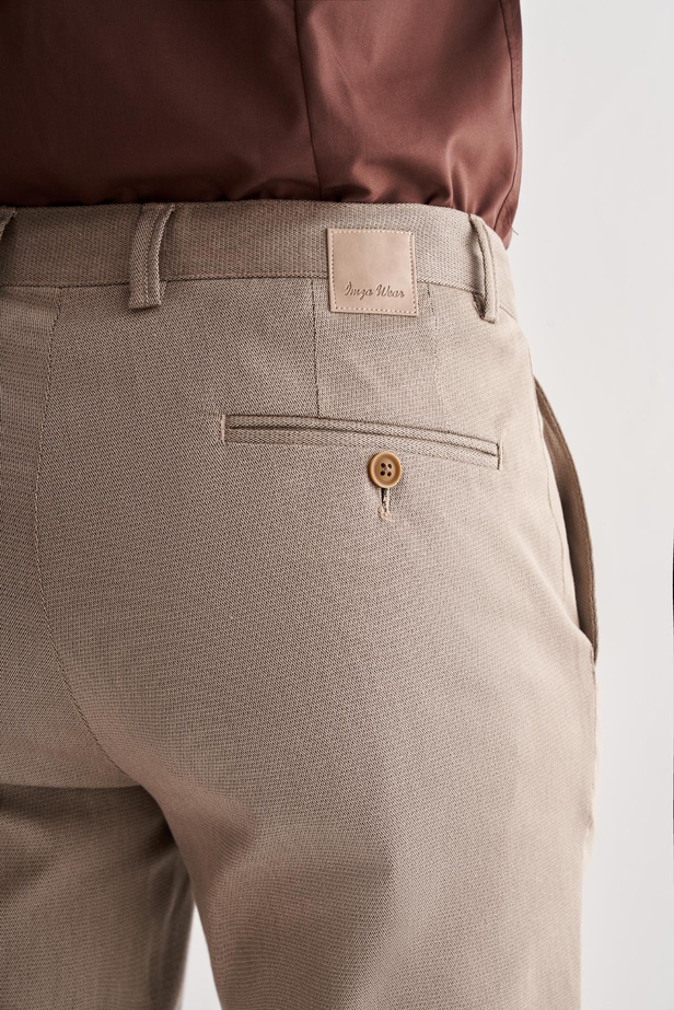 Koyu Bej Yan Cep Düz Paça Pamuklu Comfort Fit Chino Casual Pantolon 1003255166
