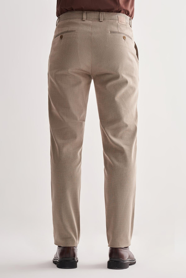 Koyu Bej Yan Cep Düz Paça Pamuklu Comfort Fit Chino Casual Pantolon 1003255166