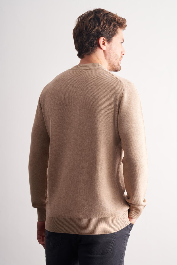 Koyu Bej Yarım Balıkçı Yaka Uzun Kol Cepsiz Comfort Fit Casual Pamuklu Triko Kazak 1012255203