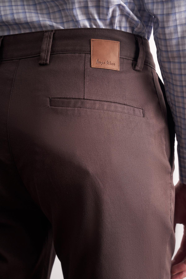Koyu Kahverengi Yan Cep Düz Paça Pamuklu Slim Fit Chino Casual Pantolon 1003255165