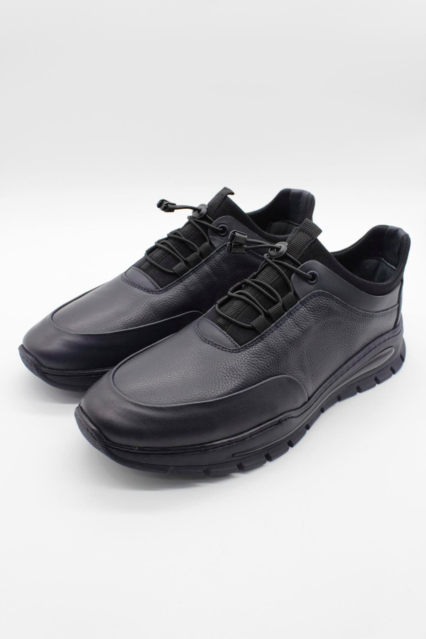 Koyu Lacivert %100 Deri Analin Bağcıklı Casual Ayakkabı 1033245165