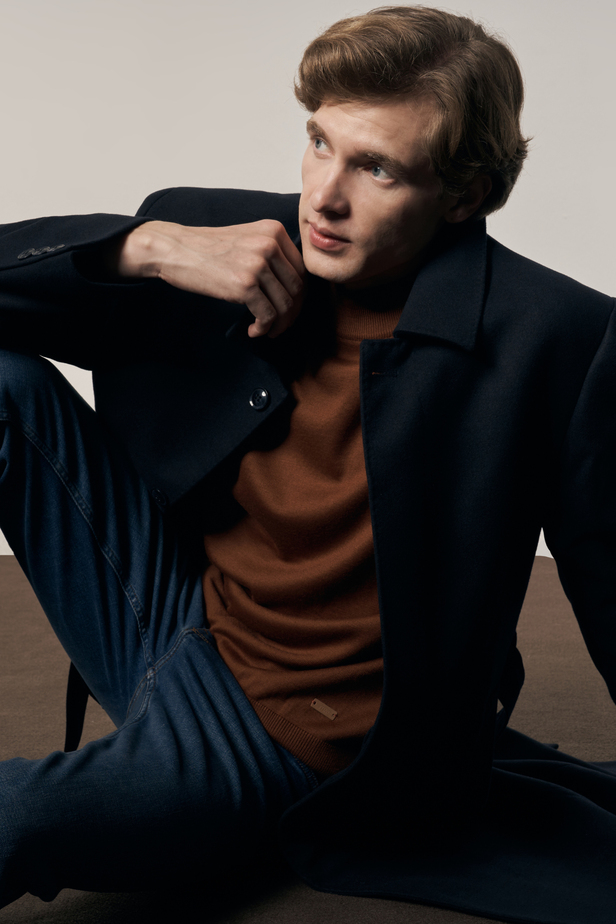 Koyu Lacivert 115 Cm Kaşe Polo Yaka Düz Esnek Garnisiz-Biyesiz Comfort Fit Palto 1005245150