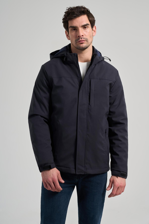 Koyu Lacivert Bez Ayağı Dik Yaka Düz Tam Astar Standart Fit Casual Mont 1007245164_200