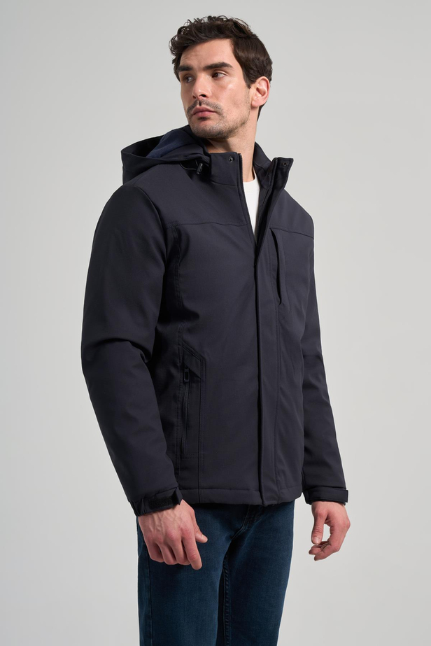 Koyu Lacivert Bez Ayağı Dik Yaka Düz Tam Astar Standart Fit Casual Mont 1007245164_200