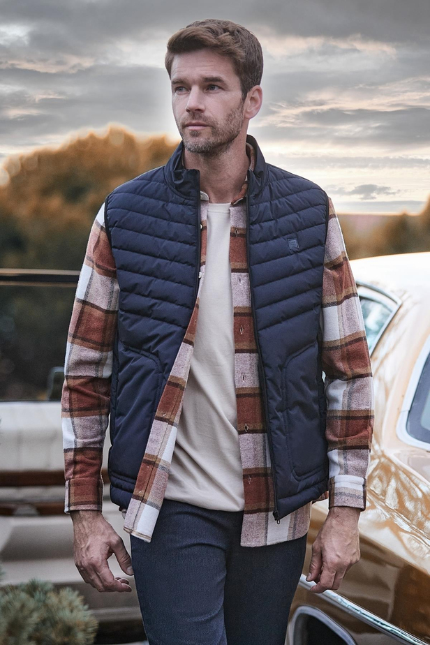 Koyu Lacivert Dik Yaka Dolumlu Casual Şişme Yelek 1009235152