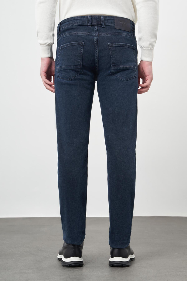 Koyu Lacivert Düz Gabardin Pamuklu 5 Cep Slim Fit Casual Denim Pantolon 1023245155