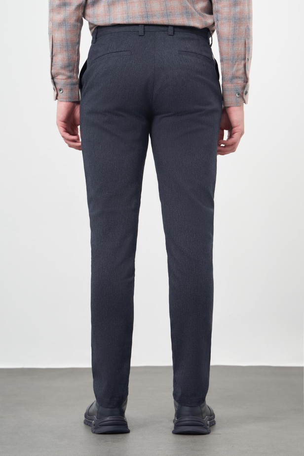 Koyu Lacivert Düz Gabardin Pamuklu Yan Cep Slim Fit Casual Pantolon 1003245162