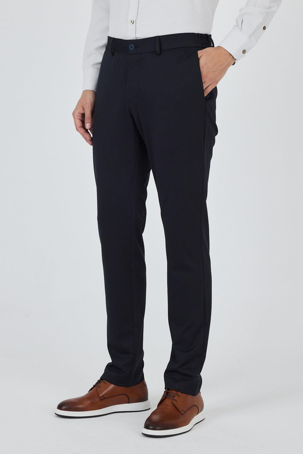 Koyu Lacivert Esnek Yandan Cepli Casual Slim Fit Jogger Pantolon 1003250157