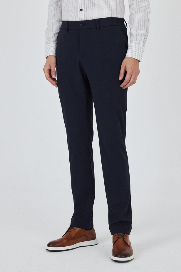 Koyu Lacivert Esnek Yandan Cepli Casual Slim Fit Jogger Pantolon 1003250162