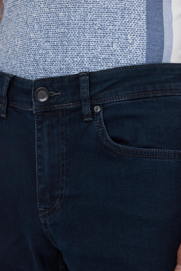 Koyu Lacivert Gabardin 5 Cep Düz Paça Casual Slim Fit Pamuklu Denim Pantolon 1023250154