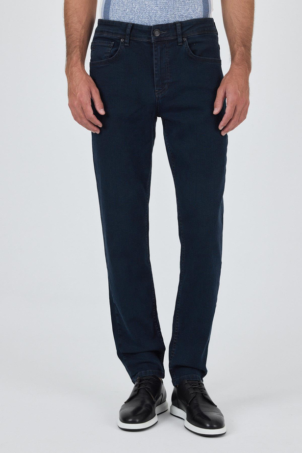 Koyu Lacivert Gabardin 5 Cep Düz Paça Casual Slim Fit Pamuklu Denim Pantolon 1023250154