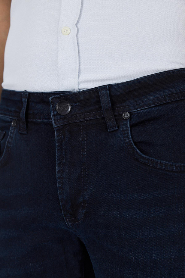 Koyu Lacivert Gabardin 5 Cep Düz Paça Casual Slim Fit Pamuklu Denim Pantolon 1023250150