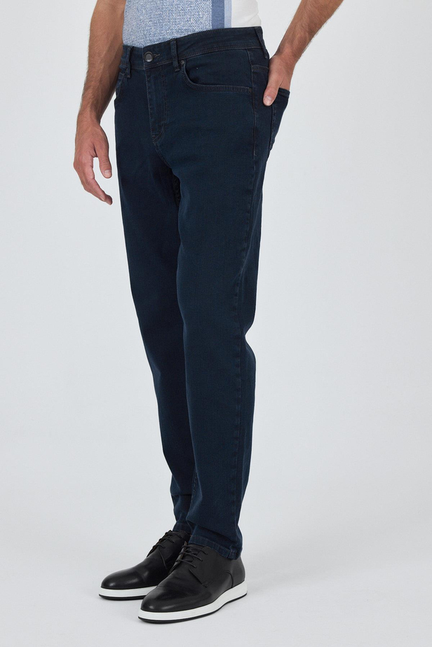 Koyu Lacivert Gabardin 5 Cep Düz Paça Casual Slim Fit Pamuklu Denim Pantolon 1023250154