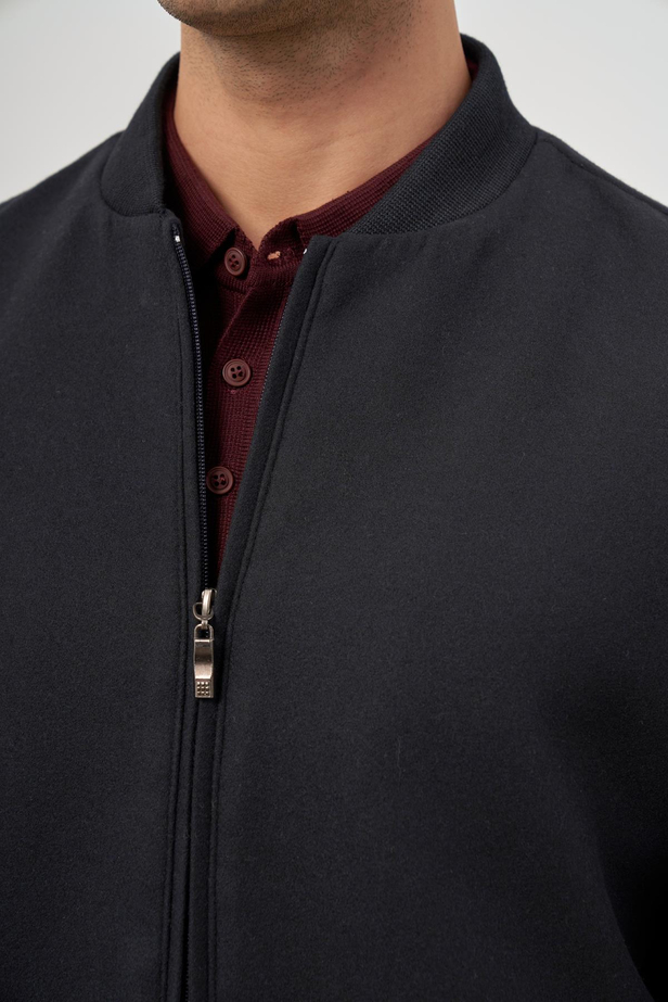 Koyu Lacivert Kaşe Kolej Yaka Düz Yırtmaçsız Tam Astar Comfort Fit Classic Mont 1007245159