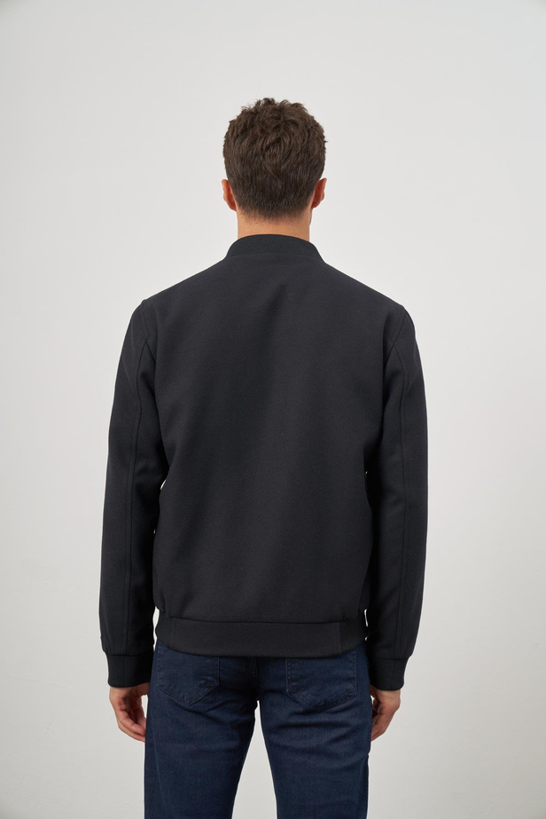 Koyu Lacivert Kaşe Kolej Yaka Düz Yırtmaçsız Tam Astar Comfort Fit Classic Mont 1007245159