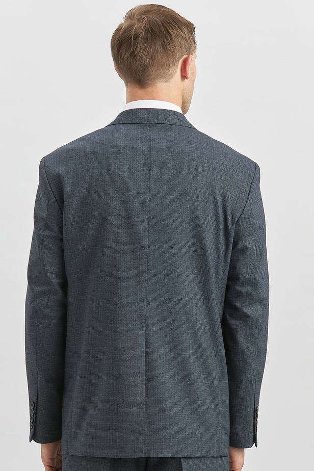 Koyu Lacivert Kendinden Desenli Bez Ayağı Mono Yaka Tam Astar Tek Yırtmaç 2 Düğme 4 Drop Comfort Fit Classic Takım Elbise 1001240182