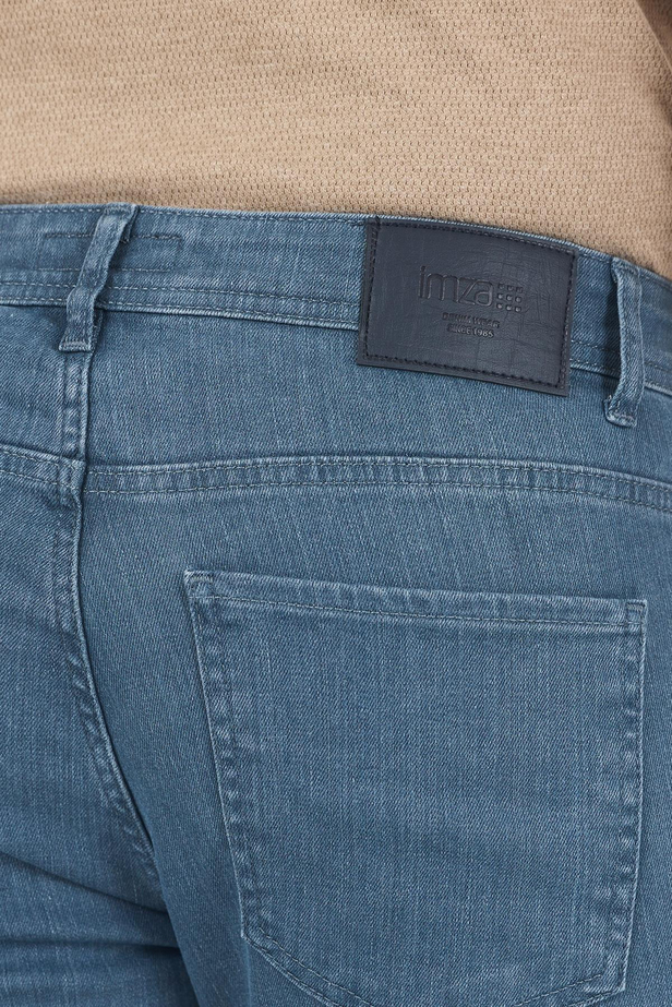 Koyu Mavi Gabardin 5 Cep Düz Paça Casual Slim Fit Pamuklu Denim Pantolon 1023250157