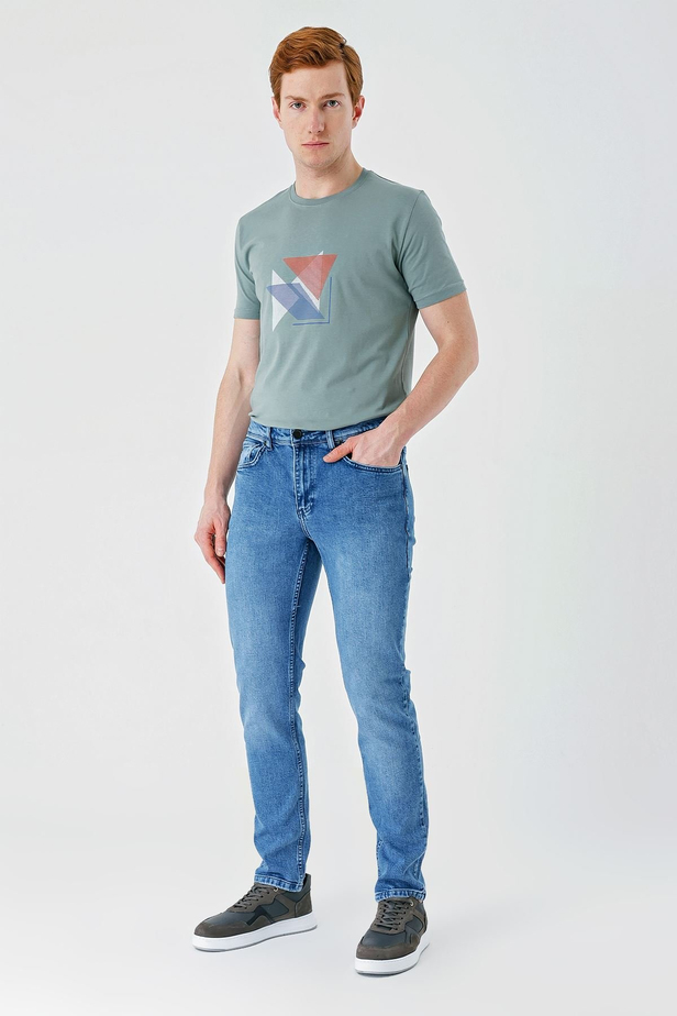 Koyu Mavi Gabardin Pamuklu 5 Cepli Slim Fit Dar Kesim Casual Denim Pantolon 1023240154