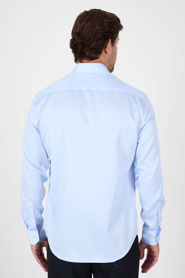 Koyu Mavi Uzun Kol İtalyan Yaka Cepsiz Non Iron Slim Fit %100 Pamuk Gömlek 1004250269