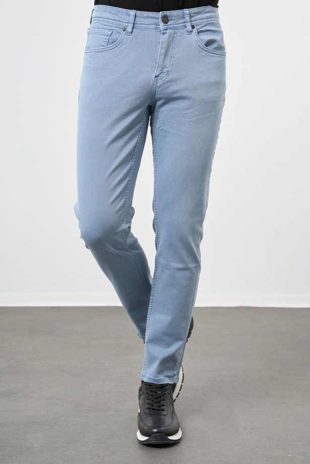 Koyu Turkuaz Düz Gabardin Pamuklu 5 Cep Slim Fit Casual Pantolon 1003245318
