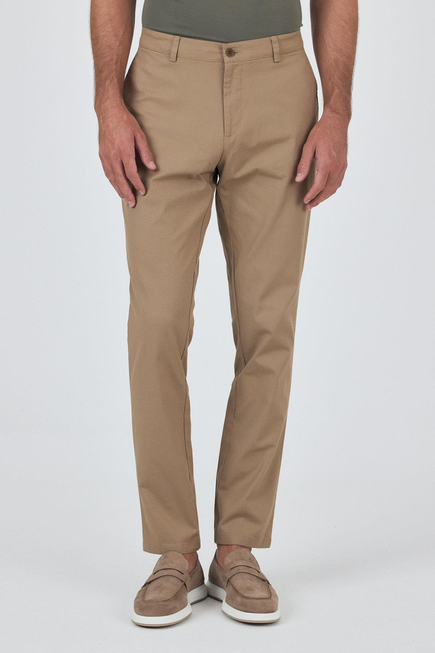 Koyu Vizon Armürlü Yan Cep Düz Paça Slim Fit Pamuklu Casual Chino Pantolon 1003250120