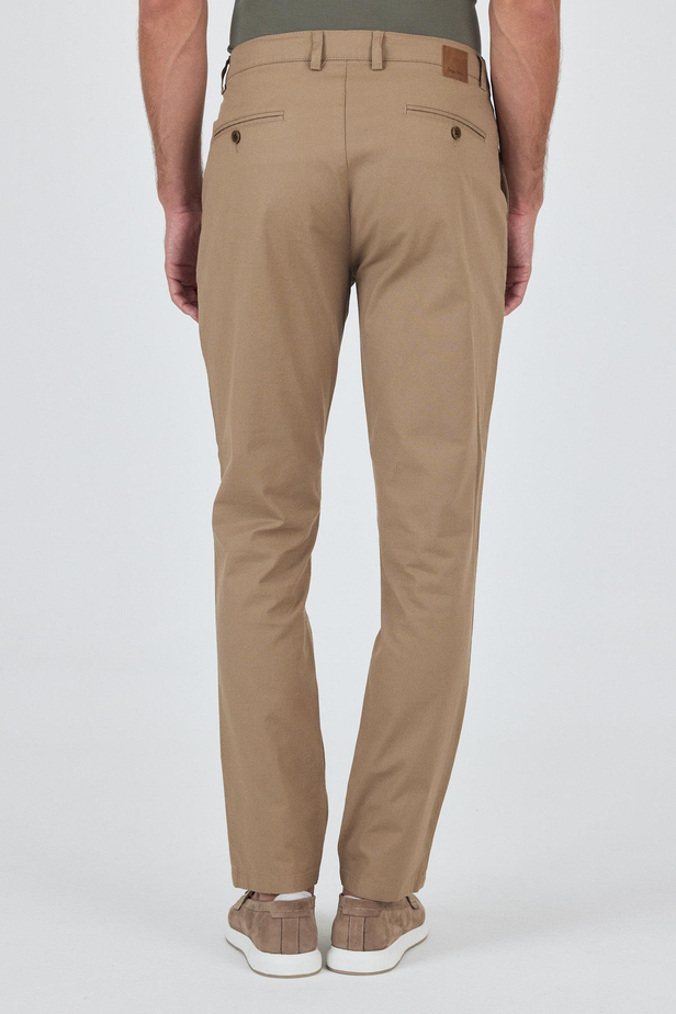 Koyu Vizon Armürlü Yan Cep Düz Paça Slim Fit Pamuklu Casual Chino Pantolon 1003250120