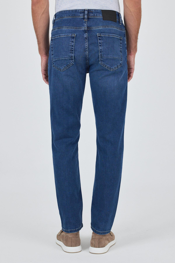 Lacivert Gabardin 5 Cep Düz Paça Casual Slim Fit Pamuklu Denim Pantolon 1023250156