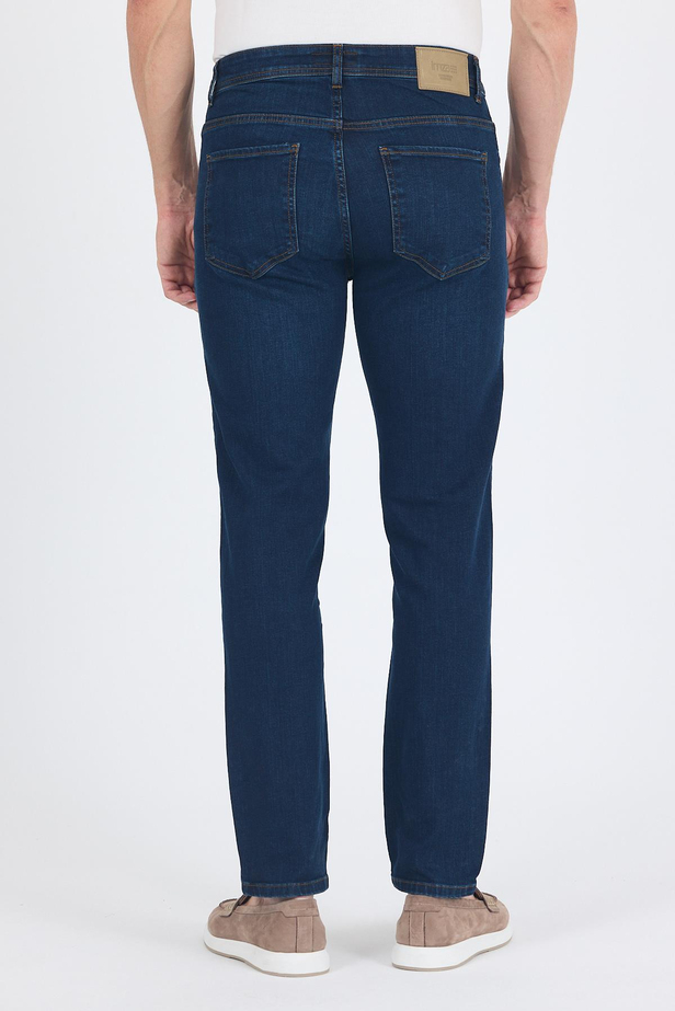 Lacivert Gabardin 5 Cep Düz Paça Casual Slim Fit Pamuklu Denim Pantolon 1023250153