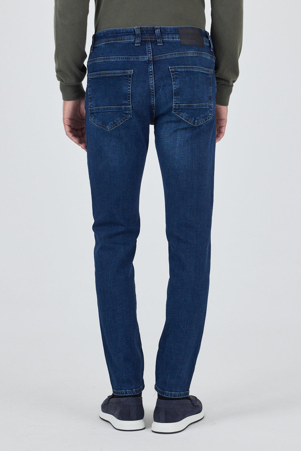 Lacivert Gabardin 5 Cep Düz Paça Casual Slim Fit Pamuklu Denim Pantolon 1023250150