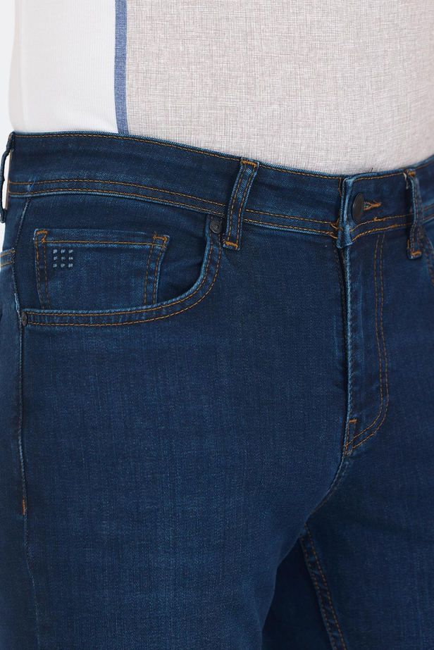 Lacivert Gabardin 5 Cep Düz Paça Casual Slim Fit Pamuklu Denim Pantolon 1023250153